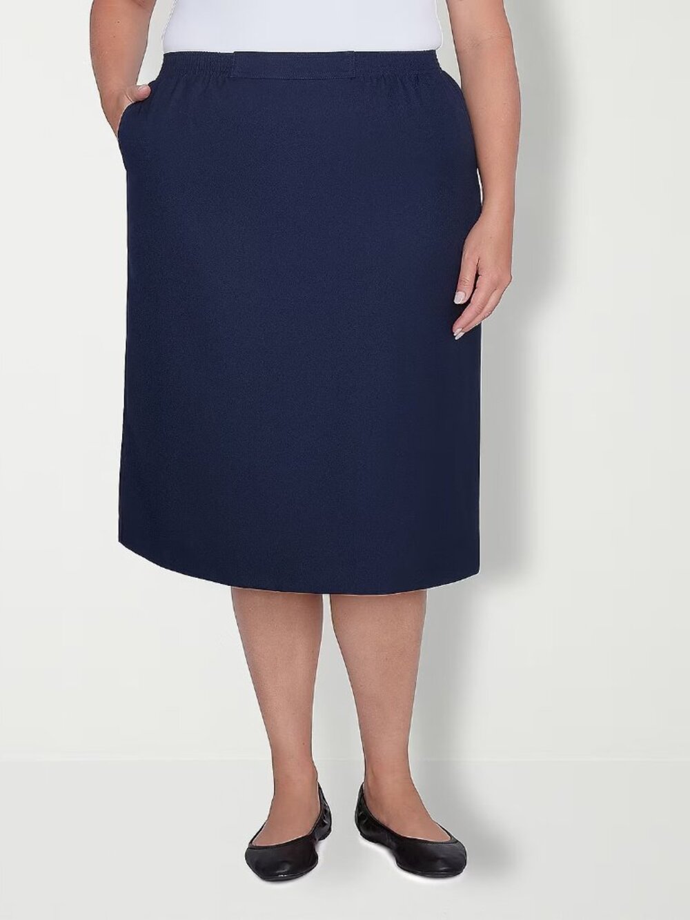 MSRP $42 Alfred Dunner Womens 22W, 24W Navy Suiting Pencil Skirt